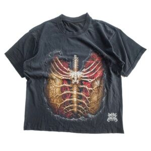Black T-Shirt with Skeleton Design